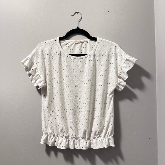 Rewind White Eyelet Ruffle Sleeve Top - Picture 4 of 6